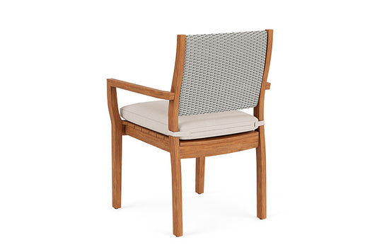 Lloyd Flanders - Teak Loom Back Teak Dining Armchair In Platinum Finish With Canvas Birds Eye Fabric - 286201014937 view 2