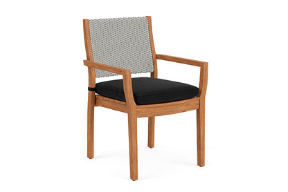 Lloyd Flanders - Teak Loom Back Teak Dining Armchair In Platinum Finish With Canvas Black Fabric - 286201014157 view 1