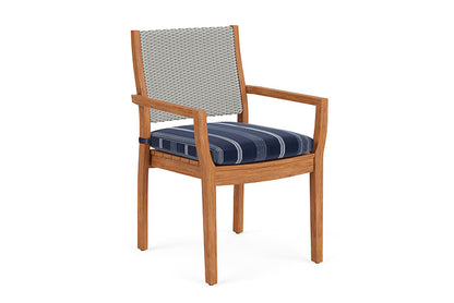 Lloyd Flanders - Teak Loom Back Teak Dining Armchair In Platinum Finish With Consider Indigo Fabric - 2862010141969 view 1