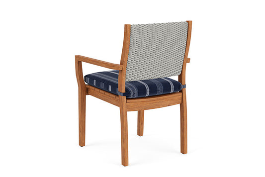 Lloyd Flanders - Teak Loom Back Teak Dining Armchair In Platinum Finish With Consider Indigo Fabric - 2862010141969 view 2