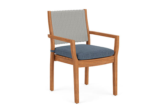 Lloyd Flanders - Teak Loom Back Teak Dining Armchair In Platinum Finish With Deluna Aegean Fabric - 2862010142030 view 1