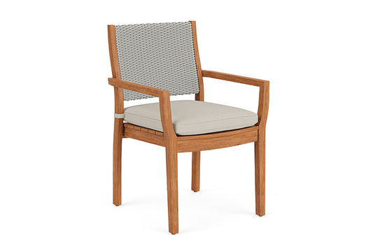 Lloyd Flanders - Teak Loom Back Teak Dining Armchair In Platinum Finish With Fife Fog Fabric - 286201014181 view 1