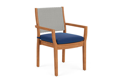 Lloyd Flanders - Teak Loom Back Teak Dining Armchair In Platinum Finish With Flagship Lapis Fabric - 2862010141813 view 1