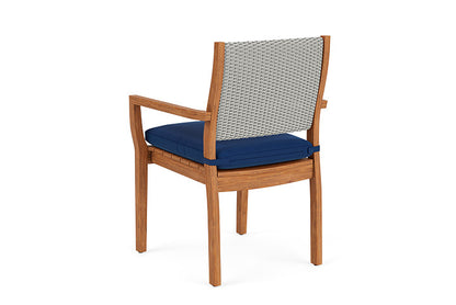 Lloyd Flanders - Teak Loom Back Teak Dining Armchair In Platinum Finish With Flagship Lapis Fabric - 2862010141813 view 2
