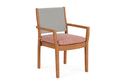 Lloyd Flanders - Teak Loom Back Teak Dining Armchair In Platinum Finish With Friendly Carnival Fabric - 2862010142043 view 1