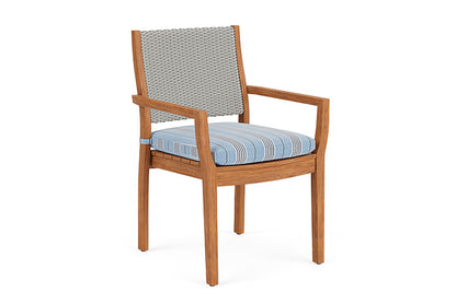 Lloyd Flanders - Teak Loom Back Teak Dining Armchair In Platinum Finish With Hansen Sky Fabric - 286201014064 view 1