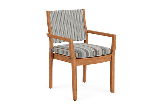 Lloyd Flanders - Teak Loom Back Teak Dining Armchair In Platinum Finish With Lima Heron Fabric - 286201014067 view 1