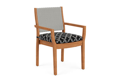 Lloyd Flanders - Teak Loom Back Teak Dining Armchair In Platinum Finish With Luna Onyx Fabric - 2862010142071 view 1