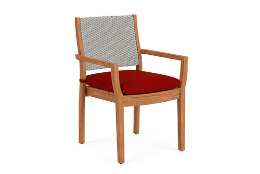 Lloyd Flanders - Teak Loom Back Teak Dining Armchair In Platinum Finish With Partyline Lollipop Fabric - 2862010142054 view 1