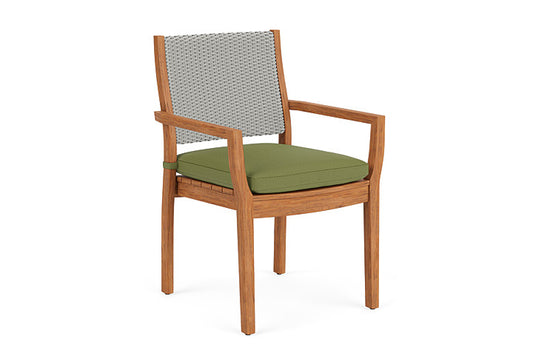Lloyd Flanders - Teak Loom Back Teak Dining Armchair In Platinum Finish With Reflections Grass Fabric - 2862010142051 view 1