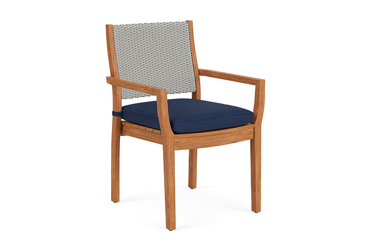 Lloyd Flanders - Teak Loom Back Teak Dining Armchair In Platinum Finish With Sandberg Navy Fabric - 2862010142025 view 1