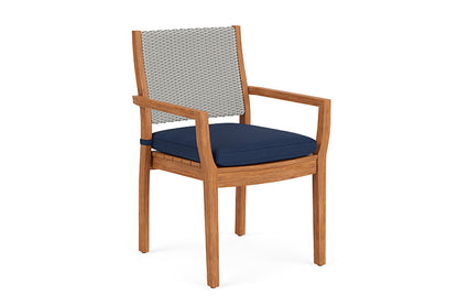 Lloyd Flanders - Teak Loom Back Teak Dining Armchair In Platinum Finish With Sandberg Navy Fabric - 2862010142025 view 1
