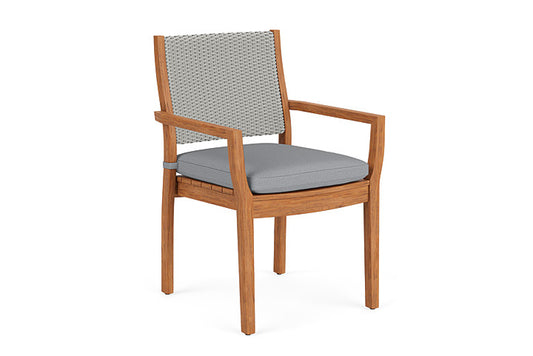 Lloyd Flanders - Teak Loom Back Teak Dining Armchair In Platinum Finish With Sandberg Pewter Fabric - 2862010142029 view 1
