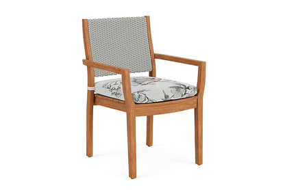 Lloyd Flanders - Teak Loom Back Teak Dining Armchair In Platinum Finish With Serena Floral Dove Fabric - 2862010142077 view 1