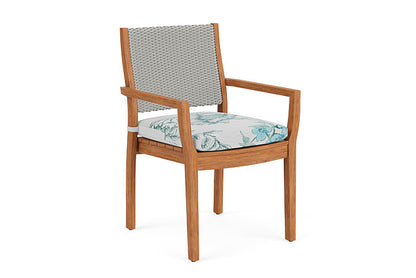 Lloyd Flanders - Teak Loom Back Teak Dining Armchair In Platinum Finish With Serena Floral Mist Fabric - 2862010142078 view 1