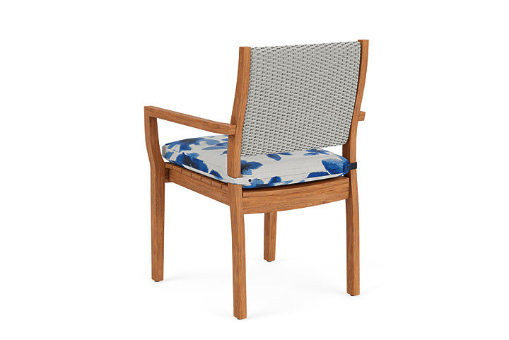 Lloyd Flanders - Teak Loom Back Teak Dining Armchair In Platinum Finish With Watercolor Blossom Capri Fabric - 286201014672 view 2