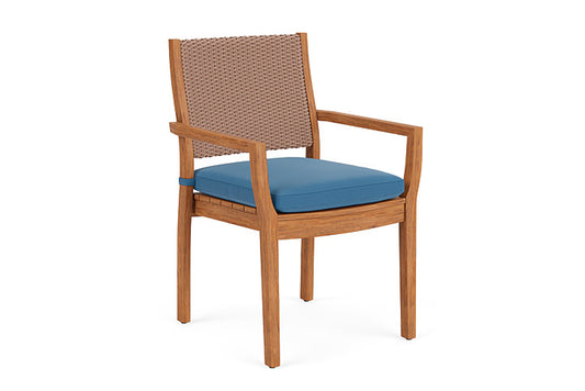Lloyd Flanders - Teak Loom Back Teak Dining Armchair In Rosewood Finish With Bamboo Bay Sky Fabric - 2862010162007 view 1