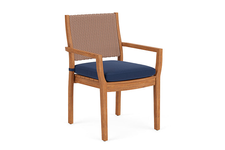 Lloyd Flanders - Teak Loom Back Teak Dining Armchair In Rosewood Finish With Beach Navy Fabric - 2862010162013 view 1