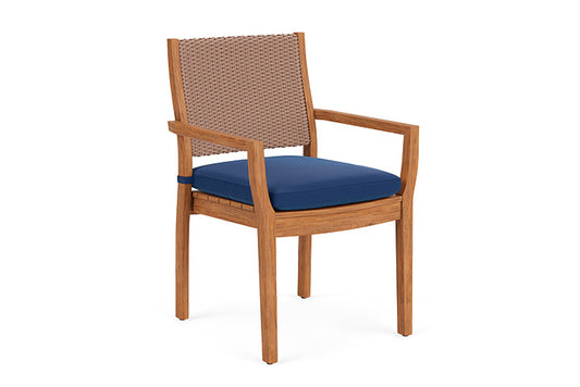 Lloyd Flanders - Teak Loom Back Teak Dining Armchair In Rosewood Finish With Flagship Lapis Fabric - 2862010161813 view 1