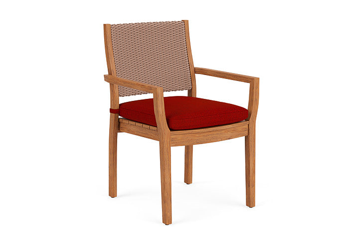 Lloyd Flanders - Teak Loom Back Teak Dining Armchair In Rosewood Finish With Partyline Lollipop Fabric - 2862010162054 view 1