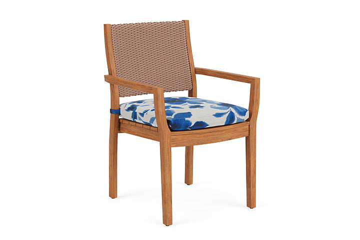 Lloyd Flanders - Teak Loom Back Teak Dining Armchair In Rosewood Finish With Watercolor Blossom Capri Fabric - 286201016672 view 1