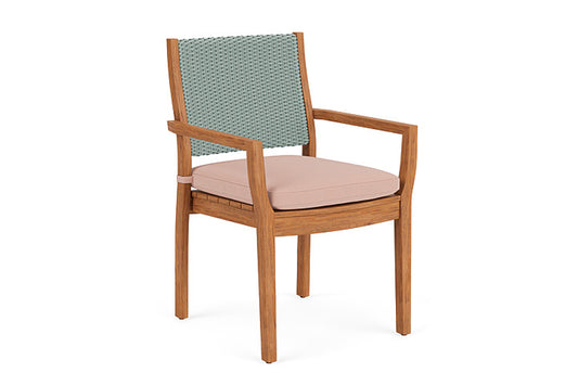 Lloyd Flanders - Teak Loom Back Teak Dining Armchair In Sea Glass Finish With Azulu Clay Fabric - 2862010282033 view 1