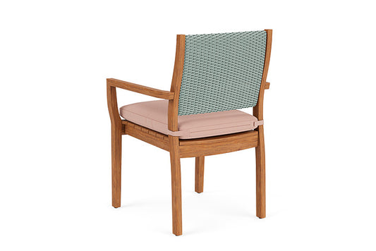 Lloyd Flanders - Teak Loom Back Teak Dining Armchair In Sea Glass Finish With Azulu Clay Fabric - 2862010282033 view 2