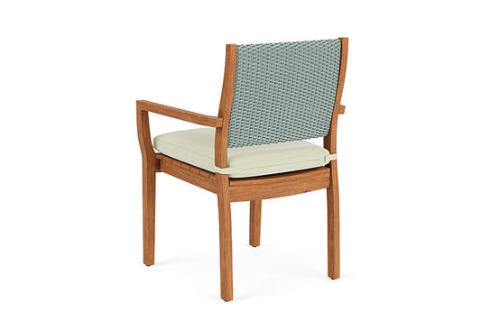 Lloyd Flanders - Teak Loom Back Teak Dining Armchair In Sea Glass Finish With Bamboo Bay Meadow Fabric - 2862010282060 view 2