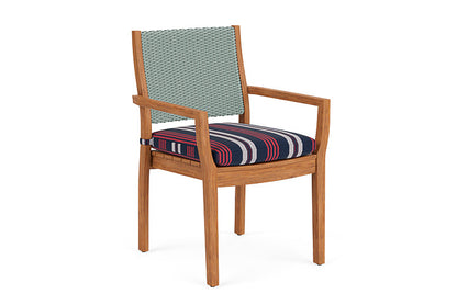 Lloyd Flanders - Teak Loom Back Teak Dining Armchair In Sea Glass Finish With Berkely Hall Navy Fabric - 2862010282063 view 1