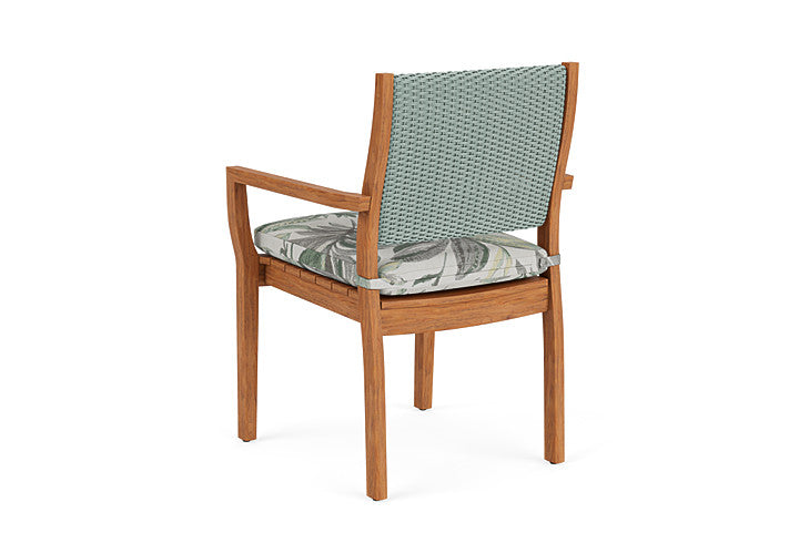 Lloyd Flanders - Teak Loom Back Teak Dining Armchair In Sea Glass Finish With Calidora Mist Fabric - 286201028094 view 2