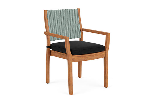 Lloyd Flanders - Teak Loom Back Teak Dining Armchair In Sea Glass Finish With Canvas Black Fabric - 286201028157 view 1