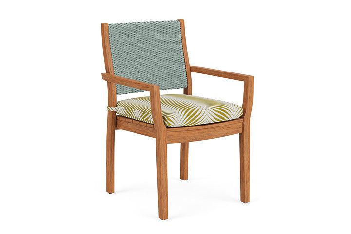 Lloyd Flanders - Teak Loom Back Teak Dining Armchair In Sea Glass Finish With Clock Out Dew Fabric - 2862010282083 view 1
