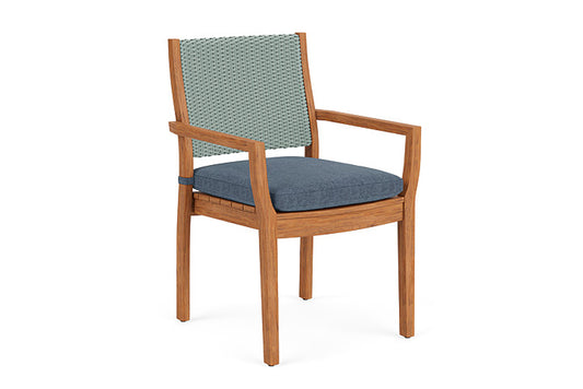 Lloyd Flanders - Teak Loom Back Teak Dining Armchair In Sea Glass Finish With Deluna Aegean Fabric - 2862010282030 view 1