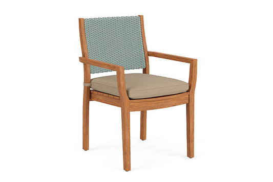Lloyd Flanders - Teak Loom Back Teak Dining Armchair In Sea Glass Finish With Fife Sahara Fabric - 286201028742 view 1