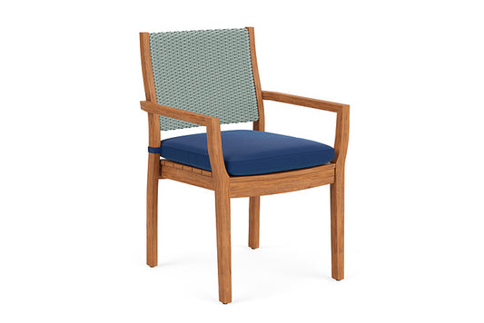 Lloyd Flanders - Teak Loom Back Teak Dining Armchair In Sea Glass Finish With Flagship Lapis Fabric - 2862010281813 view 1