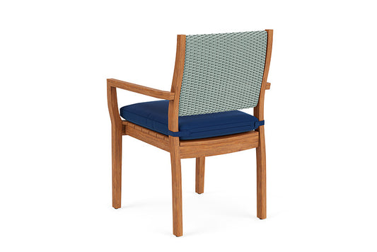 Lloyd Flanders - Teak Loom Back Teak Dining Armchair In Sea Glass Finish With Flagship Lapis Fabric - 2862010281813 view 2