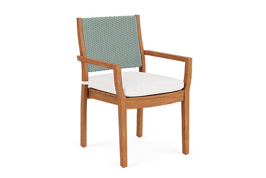 Lloyd Flanders - Teak Loom Back Teak Dining Armchair In Sea Glass Finish With Friendly Natural Fabric - 2862010282042 view 1