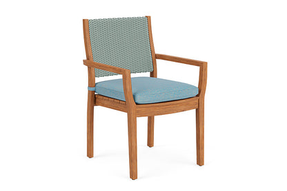 Lloyd Flanders - Teak Loom Back Teak Dining Armchair In Sea Glass Finish With Leeds Light Blue Fabric - 2862010282058 view 1