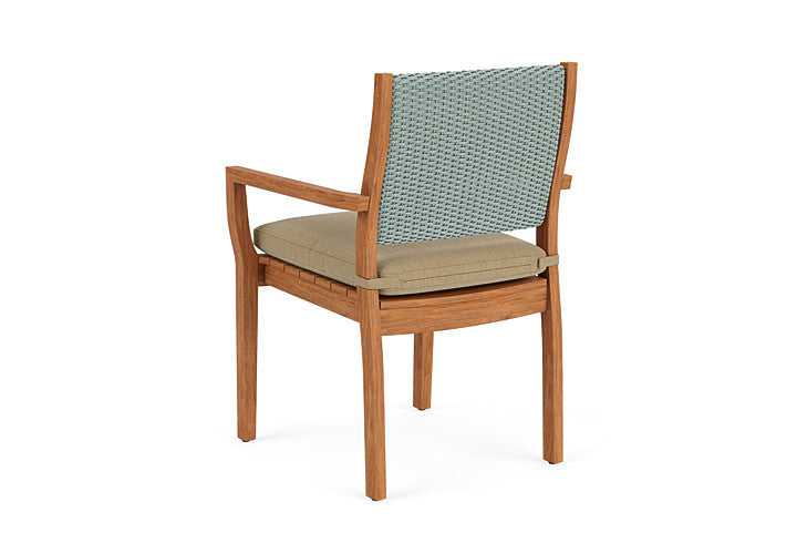 Lloyd Flanders - Teak Loom Back Teak Dining Armchair In Sea Glass Finish With Loveboat Saffron Fabric - 2862010282009 view 2