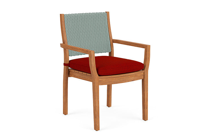 Lloyd Flanders - Teak Loom Back Teak Dining Armchair In Sea Glass Finish With Partyline Lollipop Fabric - 2862010282054 view 1
