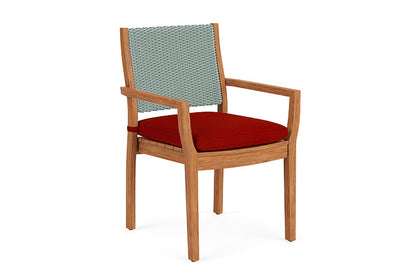 Lloyd Flanders - Teak Loom Back Teak Dining Armchair In Sea Glass Finish With Partyline Lollipop Fabric - 2862010282054 view 1