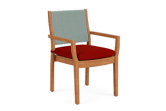 Lloyd Flanders - Teak Loom Back Teak Dining Armchair In Sea Glass Finish With Partyline Lollipop Fabric - 2862010282054 view 1