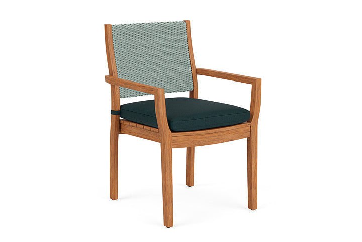 Lloyd Flanders - Teak Loom Back Teak Dining Armchair In Sea Glass Finish With Sandberg Lagoon Fabric - 2862010282039 view 1