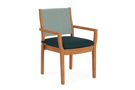 Lloyd Flanders - Teak Loom Back Teak Dining Armchair In Sea Glass Finish With Sandberg Lagoon Fabric - 2862010282039 view 1