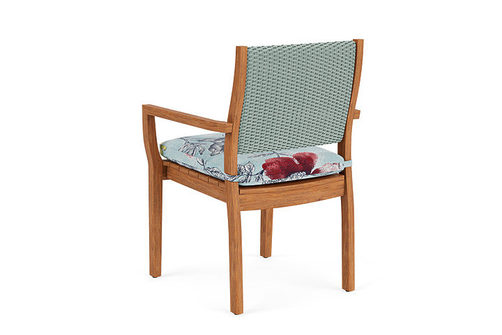 Lloyd Flanders - Teak Loom Back Teak Dining Armchair In Sea Glass Finish With Serena Floral Meadow Fabric - 2862010282079 view 2