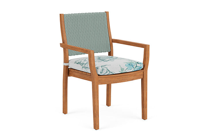 Lloyd Flanders - Teak Loom Back Teak Dining Armchair In Sea Glass Finish With Serena Floral Mist Fabric - 2862010282078 view 1