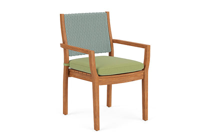 Lloyd Flanders - Teak Loom Back Teak Dining Armchair In Sea Glass Finish With Unearth Spring Fabric - 2862010282067 view 1