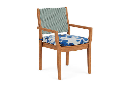 Lloyd Flanders - Teak Loom Back Teak Dining Armchair In Sea Glass Finish With Watercolor Blossom Capri Fabric - 286201028672 view 1