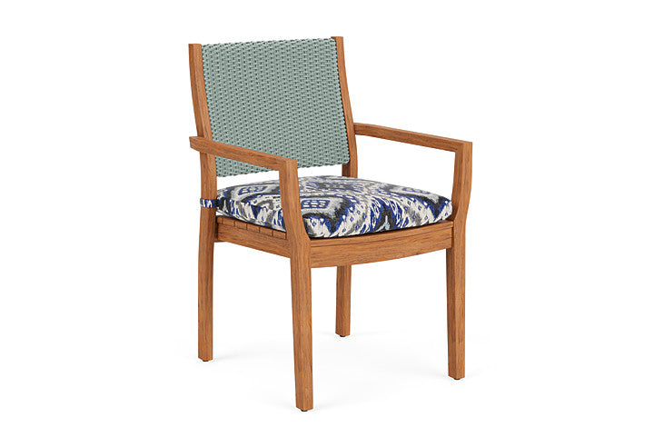 Lloyd Flanders - Teak Loom Back Teak Dining Armchair In Sea Glass Finish With Yoko Mediterranean Fabric - 286201028705 view 1