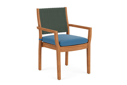 Lloyd Flanders - Teak Loom Back Teak Dining Armchair In Spruce Finish With Bamboo Bay Sky Fabric - 2862010302007 view 1
